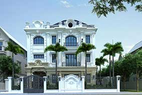 Mẫu thiết kế biệt thự 3 tầng kiểu Pháp (CĐT: Cô Hạnh - Lai Châu) BT1614