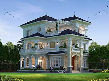 THIẾT KẾ BIỆT THỰ 3 TẦNG TÂN CỔ ĐIỂN ĐẲNG CẤP (CĐT: ANH KHÁNH -CHƯƠNG MỸ-HN) BT1619